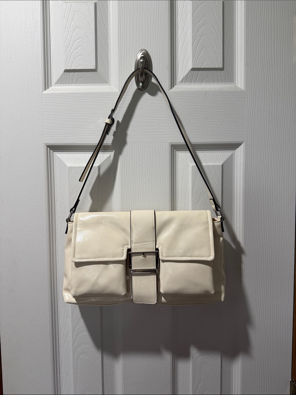 H&M Cream Shoulder Bag with Silver Buckle